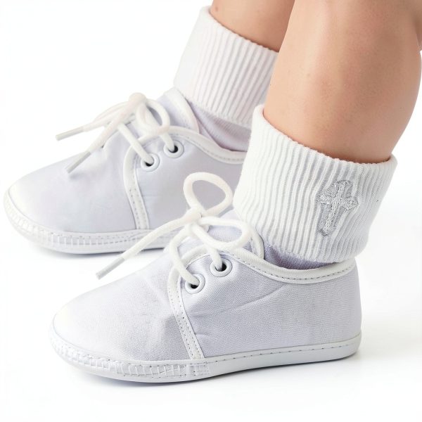 White Baby Socks Booulfi Baptism Cotton Blend-1