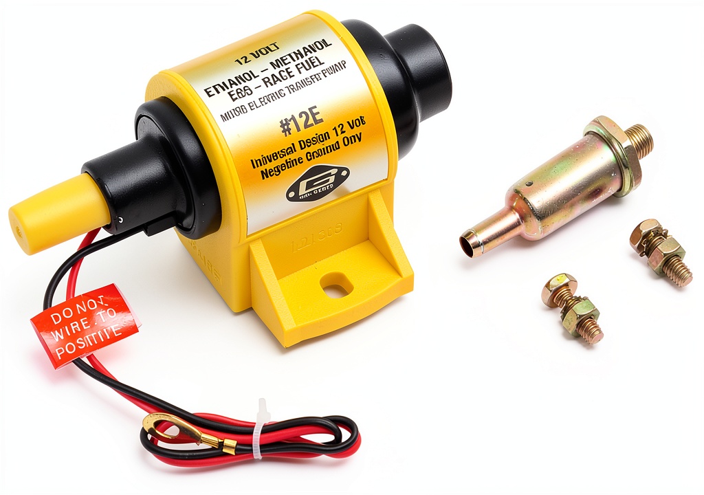 Installing Mr Gasket Micro Electric Fuel Pump Performance on a wooden workbench