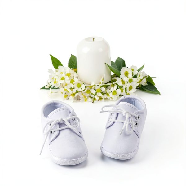 Baby Christening Shoes White Satin Wool-2