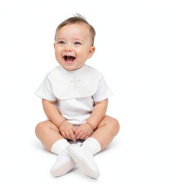 Christening Bib Rotel Embroidered Cross Baby Gift-6