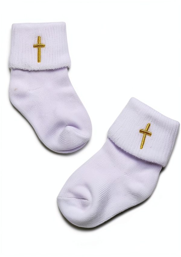 Baptism Socks BabyBoutique White Cotton Cuff-1