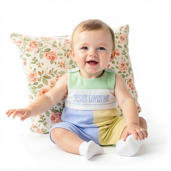 Baby Christening Romper LittleGrace 95% Cotton Blue-2