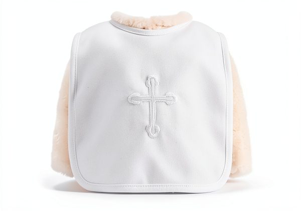 Christening Bib Rotel Embroidered Cross Baby Gift-2