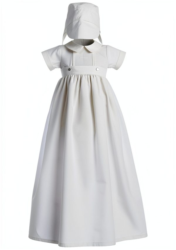 Baptism Outfit Baby Boy LB White Cotton Romper-0