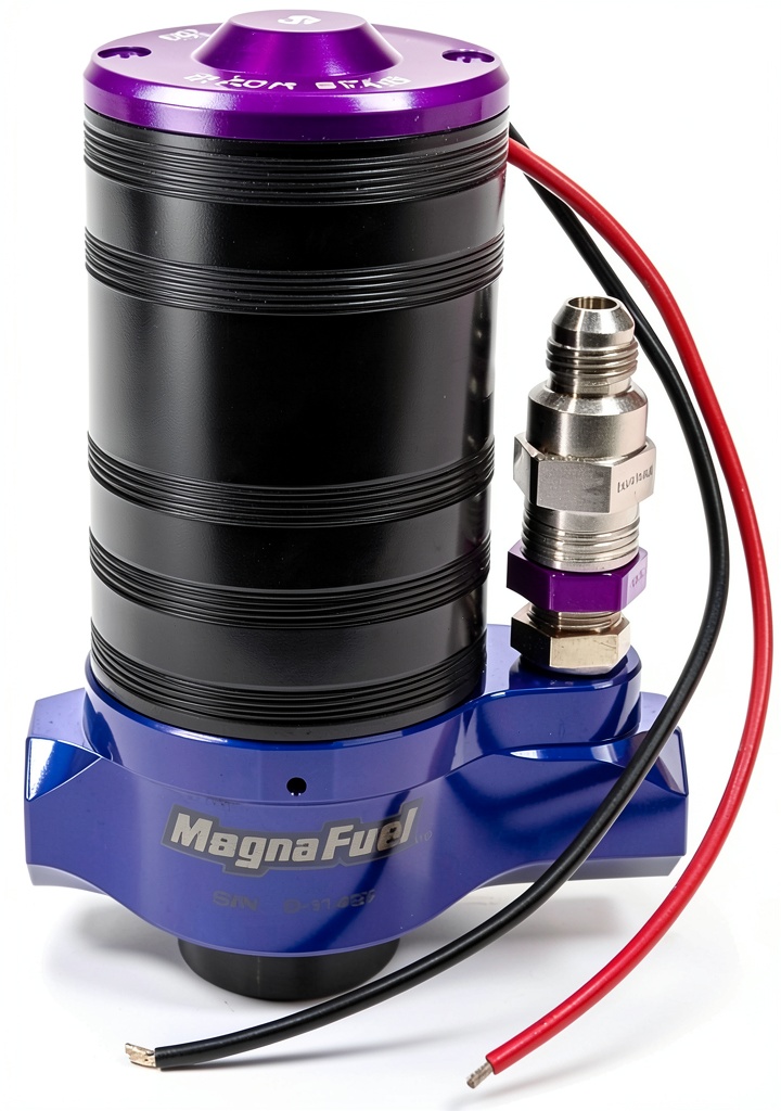 Installing MagnaFuel electric fuel pump on a wooden workbench with tools spread out