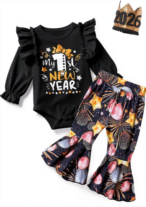 New Years Baby Girl Outfit Soft Cotton Romper-0