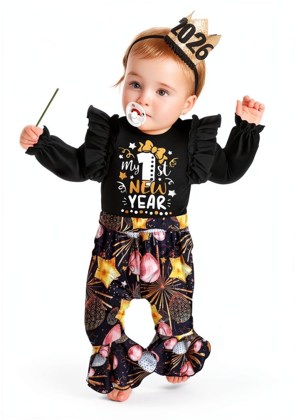 New Years Baby Girl Outfit Soft Cotton Romper-1